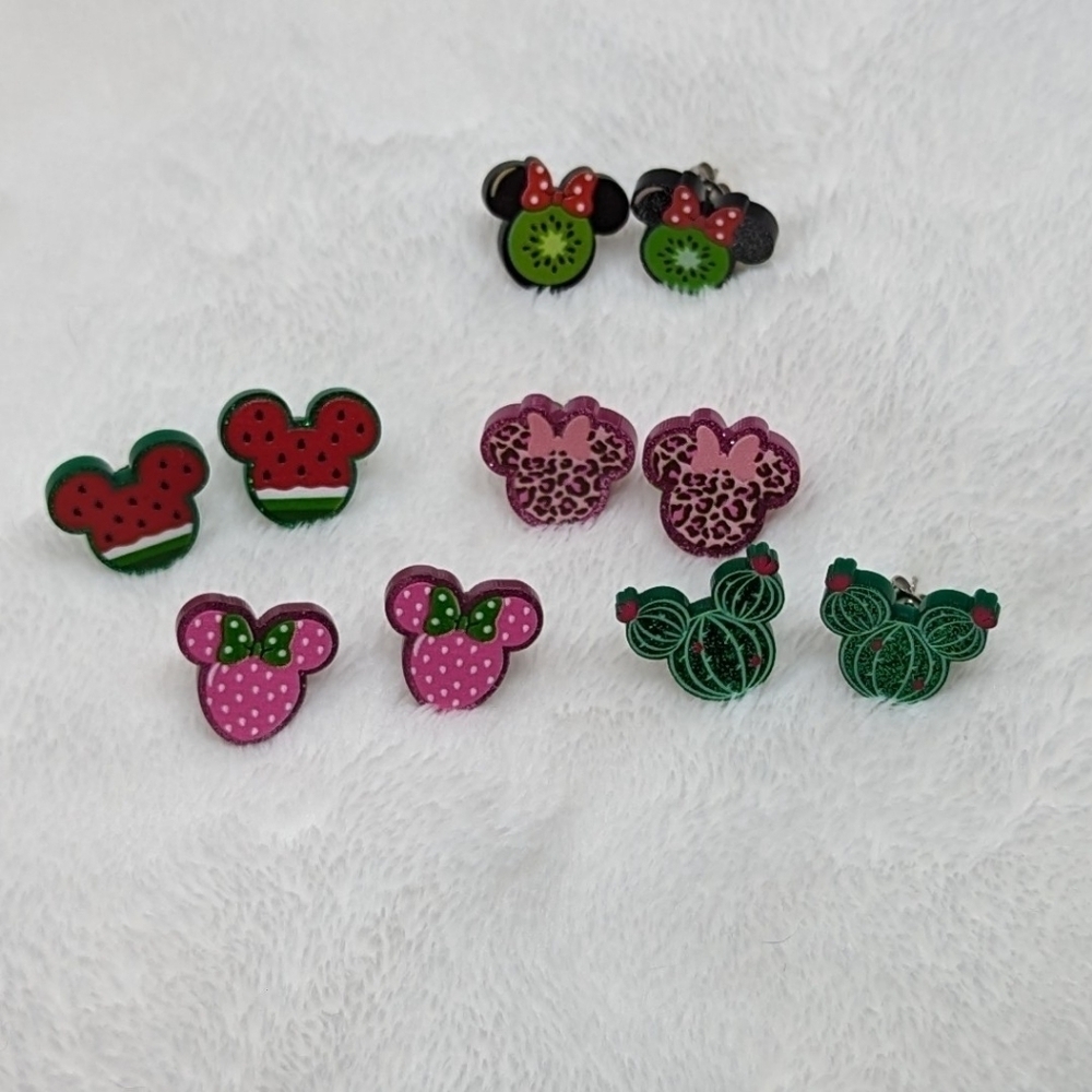 Mickey Mouse and Minnie Mouse Disney Bundle of 5 Earrings